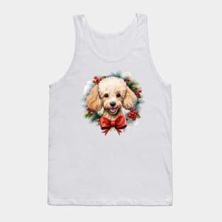 Christmas Poodle Dog Wreath Tank Top